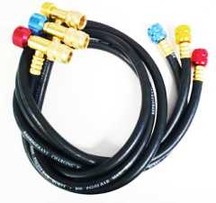 23433 - SS Black Diamond 90cm - 5/16 (R410) 3'lü Şarj Hortum Seti - Akış vanalı - Safe seal