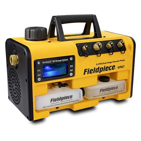 Fieldpiece VP67EU - R32 Uyumlu Vakum Pompaları - 6 CFM (10,2 m3/ h) kolay yağ değiştirme sistemli