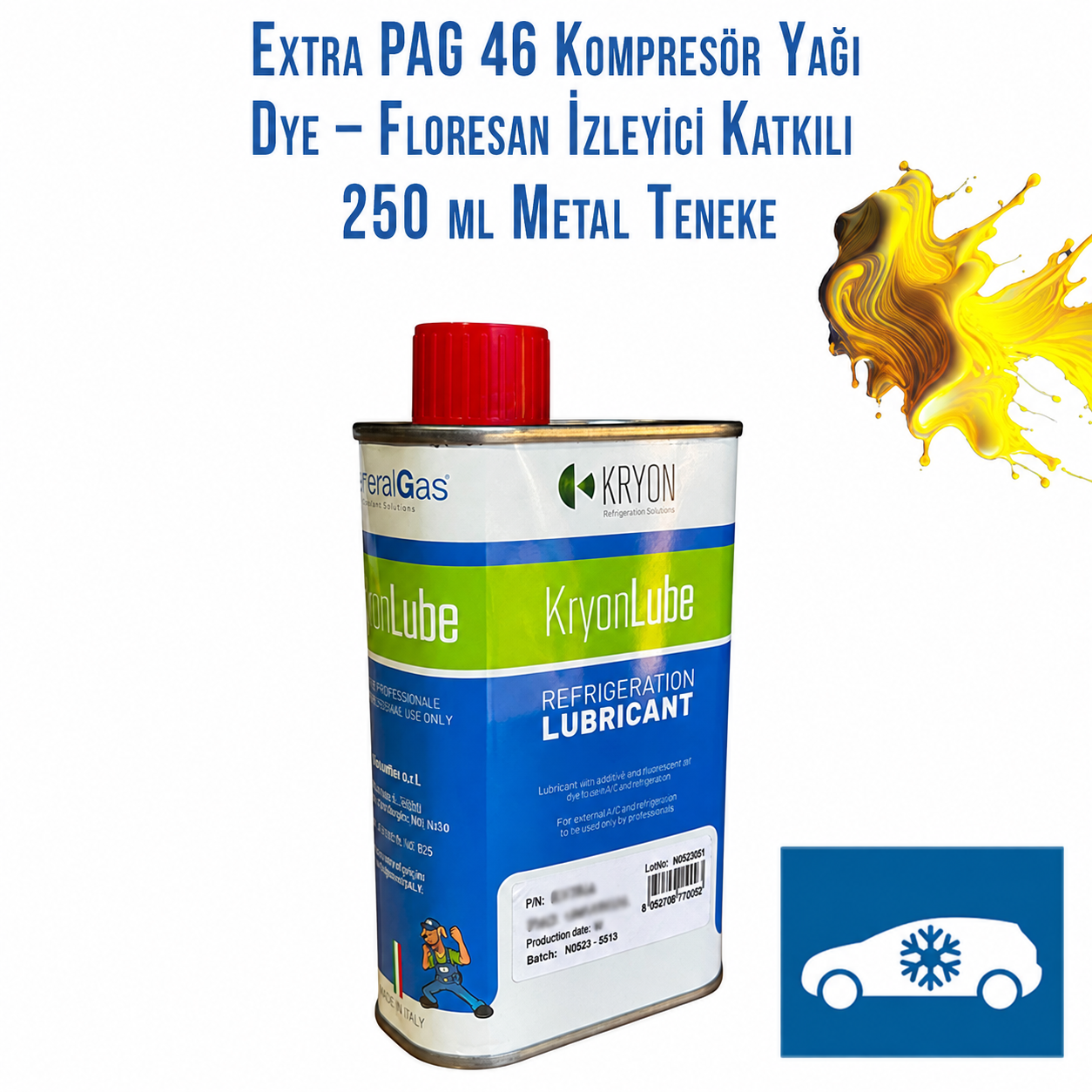 KryonLube EXTRA PAG 46 + UV Kaçak Tespiti Oto Kompresör Yağı