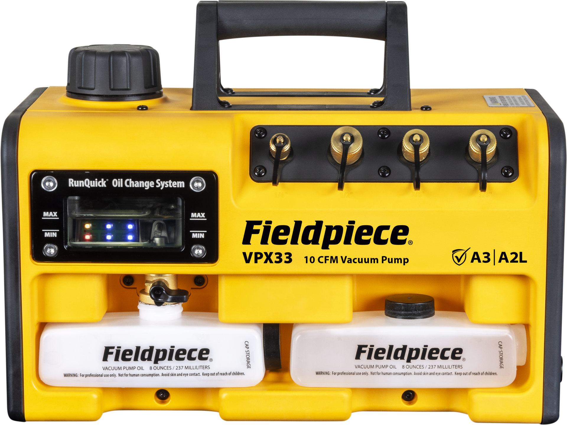 Fieldpiece VPX33EU - ATEX Korumalı Vakum Pompası - 10 CFM (17 m3/ h) Kolay Yağ Değiştirme Sistemli