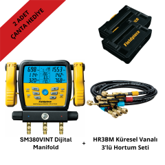 SM380VINT Dijital Manifold + HR3BM - Küresel vanalı 3'lü hortum seti - ÇANTA HEDİYELİ