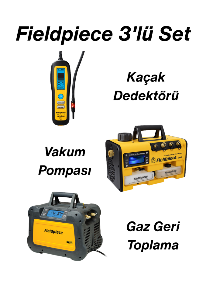 Fieldpiece 3'lü Set (Gaz Geri Toplama Cihazı + Vakum Pompası + Kaçak Dedektörü)